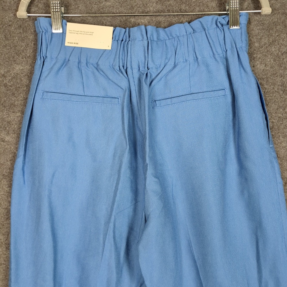 Ann Taylor Blue High Rise Tapered Ankle Pants Elastic Paperbag Waist Small NEW - Picture 8 of 16